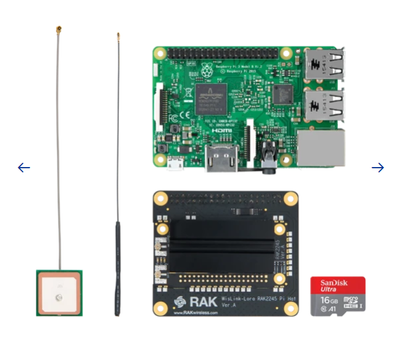 RAK Wireless · LoRa · WisGate · LoRa Gateway Discover Kit RAK2245 Pi HAT & Raspberry Pi 3B+ & 16G TF Card(with software image) to quick start a LoRaWA (815003)