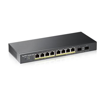 Zyxel GS1900-10HP v2 8-port GbE L2 PoE Smart Switch + 2 SFP slots, desktop, fanless, 70 Watt (GS1900-10HP-EU0102F)