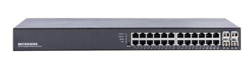 MICROSENS Switch smart managed 28 Port Gigabit, 19, PoE+, 4x SFP+, MS400835M (MS400835M)