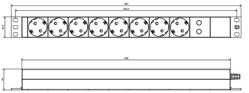 BACHMANN 19 1HE  8xCEE7/7, Überspannungsschutz,   PVC, 2,0m CEE7/7, D-Serie Basic, (801.0009)