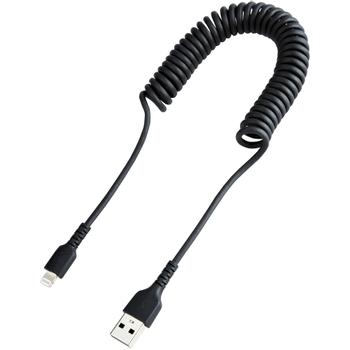 STARTECH StarTech.com 1m USB A naar Lightning Kabel, Zwart, MFi Gecertificeerd,  iPhone Lader Spiraalkabel,  Duurzame Aramidevezels,  Robuuste USB Lightning Laadkabel (RUSB2ALT1MBC) - Lightning-kabel - USB male n (RUSB2ALT1MBC)
