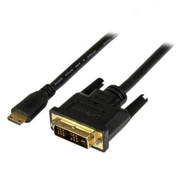 StarTech 1m (3.3 ft) Mini HDMI to DVI Cable, DVI-D to HDMI Cable (1920x1200p),  19 Pin HDMI Mini (C) Male to DVI-D Male, Digital Monitor Cable Adapter M/M, Single Link, Black - Mini HDMI to DVI Adapter - adapte (HDCDVIMM1M)