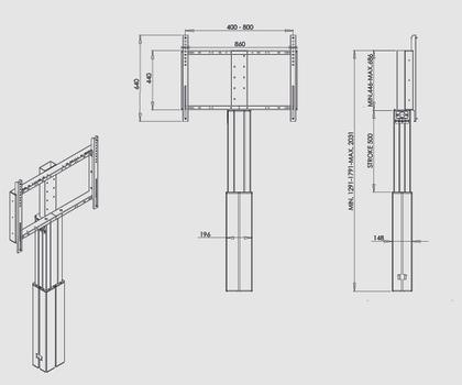 Omb Sähkösäätöinen seinäteline v2.0 MAXI - lattiatuella kosketusnäytöille (7114)