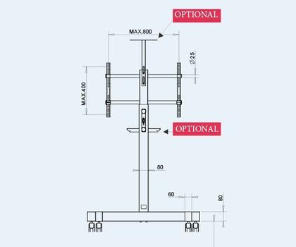 Omb Manuaalisesti korkeussäädettävä - kärry LCD näytöille (7075)