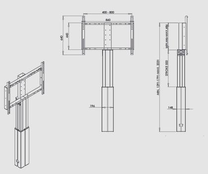 Omb Sähkösäätöinen seinäteline v2.0 MAXI - lattiatuella kosketusnäytöille (7114)