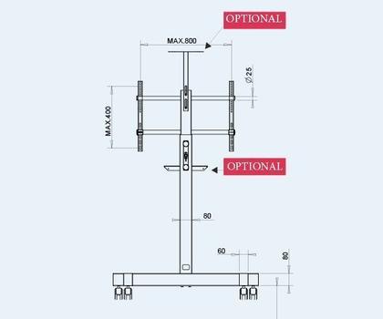 Omb Manuaalisesti korkeussäädettävä - kärry LCD näytöille (7075)