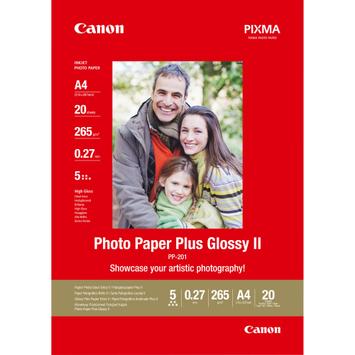 Canon Photo Paper Plus Glossy II PP-201 - Blank - A4 (210 x 297 mm) - 275 g/m² - 20 ark fotopapir - for PIXMA iP100, iP2600, iP2700, iX7000, MG2555, MG8250, MX7600, MX850, PRO-1, PRO-10, 100 (2311B019)
