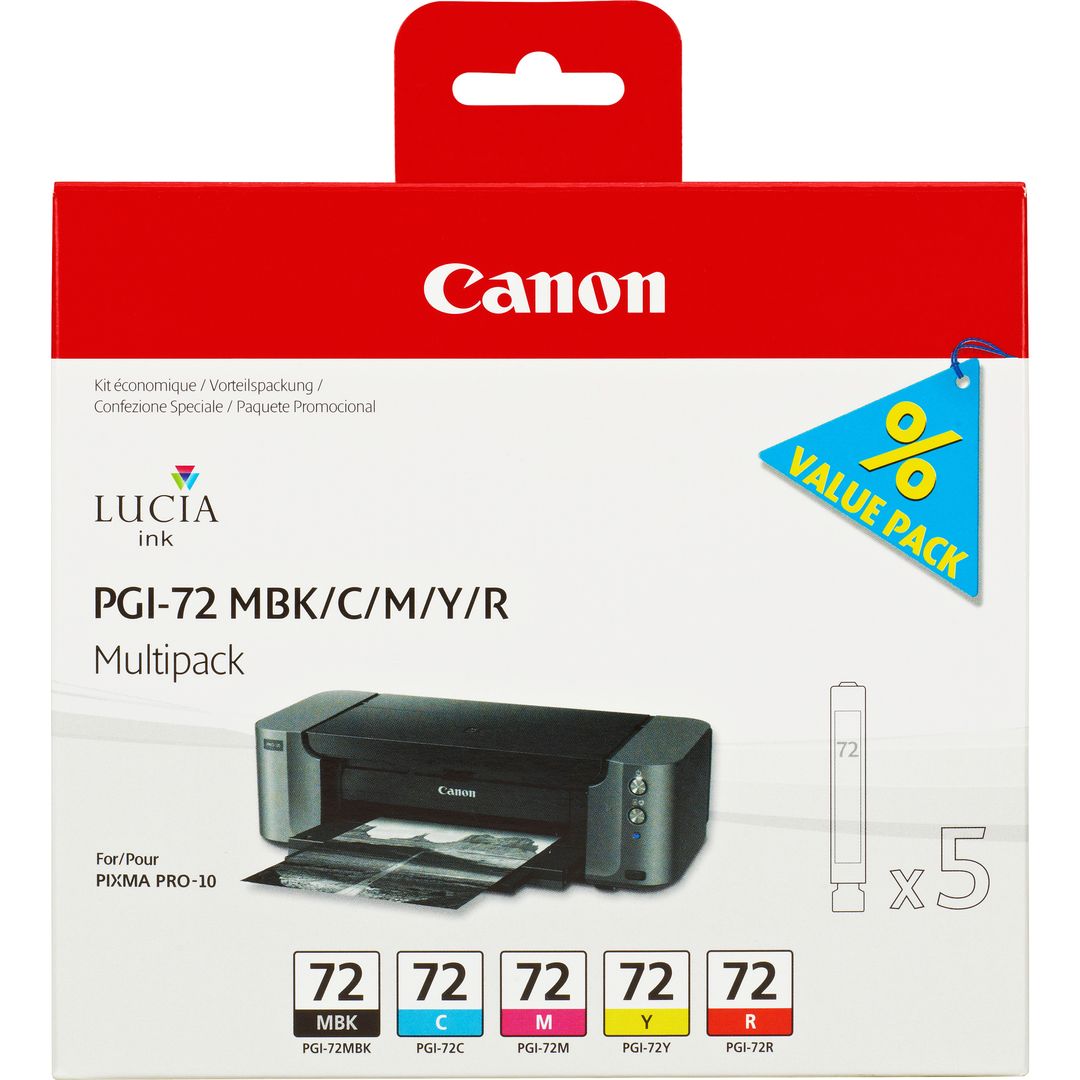 CANON - n PGI-72 MBK/C/M/Y/R Multipack - 5-pack - yellow, cyan, magenta,  red, matte black - original - ink tank - for PIXMA PRO-10, PRO-10S, PIXUS 