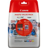 Canon CLI-551 C/M/Y/BK Photo Value Pack - 4-pack - svart, gul, cyan, magenta - original - blekkbeholder / papirsett