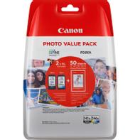 Canon PG-545 XL/CL-546XL Photo Value Pack - 2-pack - Høy ytelse - svart, farge (cyan, magenta, gul) - original - 50 ark - 100 x 150 mm - blekkpatron/papirsett
