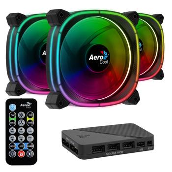 AEROCOOL Astro Pro 12, case fan (black, 3-pack, incl. H66F control hub, remote control) (ACF3-AT10217.02)