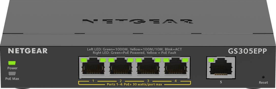 NETGEAR 5PT GE PLUS SWCH W/ HI-PWR POE+ . WRLS (GS305EPP-100PES)
