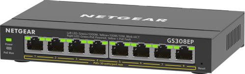 NETGEAR 8-Poorten Schakelaar Gigabit Ethernet PoE+ Plus Switch (GS308EP) Managed L2/L3 Gigabit Ethernet (10/ 100/ 1000) Power over Ethernet (PoE) Zwart (GS308EP-100PES)