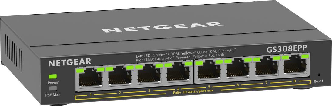 NETGEAR 8PT GE PLUS SWCH W/HI-PWR POE+ (GS308EPP-100PES)