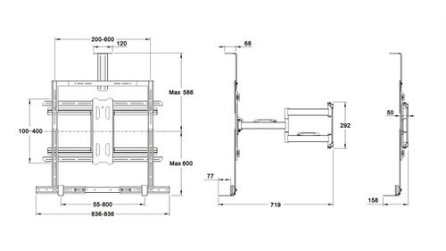 MULTIBRACKETS M Universal Flexarm Pro 60 kg Sound & Camera - Konsol - svart - skärmstorlek: 55"-85" - väggmonterbar (7350105210532)