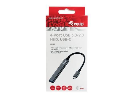 EQUIP 4-Port Usb 3.0/2.0 Hub, Usb-C (128961)