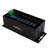 StarTech 7-Port USB 3.0 Hub - Metal Industrial USB-A Hub with ESD Protection & 350W Surge Protection - Din Rail, Wall or Desk Mountable - TAA Compliant USB Expander Hub (ST7300USBME) - hub - 7 porter