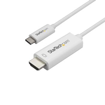 STARTECH USB C to HDMI Cable - 2m - White - 4K at 60Hz - Computer Monitor Cable - USB C Cable - USB Type C to HDMI Cable IN (CDP2HD2MWNL)