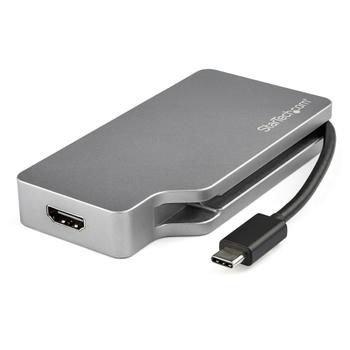 STARTECH StarTech.com USB C Multiport Video Adapter with HDMI, VGA, Mini DisplayPort or DVI, USB Type C Monitor Adapter to HDMI 2.0 or mDP 1.2 (4K 60Hz), VGA or DVI (1080p), Space Gray Aluminum - 4-in-1 USB-C  (CDPVDHDMDP2G)