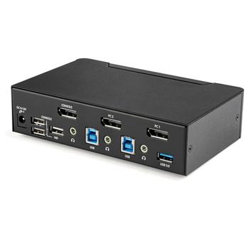 STARTECH 2 PORT DISPLAYPORT KVM SWITCH 4K60HZ - USB 3.0 HUB - TAA COMP  IN PERP (SV231DPU34K)