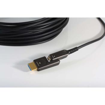 Kindermann HDMI hybridi (AOC) 4K60 kaapeli, irrotettava HDMI liitin - 30 m (5809006130)