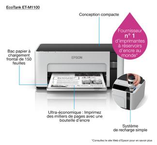 EPSON EcoTank ET-M1100 Blækprinter - Monokrom - Blæk (C11CG95403)