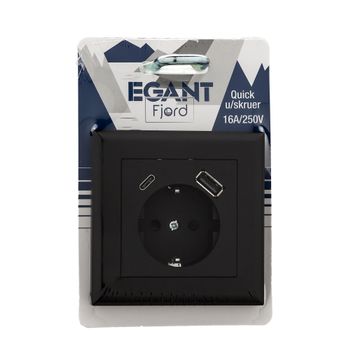 EGANT Single socket flush with USB A+C, Grounded (1500929)