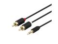 DELTACO ljudkabel 3,5mm ha - 2xRCA ha, guldpläterad, 2m