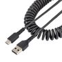 STARTECH USB A TO C CHARGING CABLE - 1M (3.3FT) COILED CABLE BLACK CABL (R2ACC-1M-USB-CABLE)