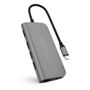 HYPER POWER 9-i-1 USB-C Hub (grå) USB-C hub for MacBook/ Chromebook/ PC. HDMI 4K, USB-A x3, MicroSD/ SD,  Ethernet