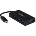 STARTECH 4-Port USB-C Hub - USB-C to 4x USB-A - USB 3.0 Hub - Includes Power Adapter