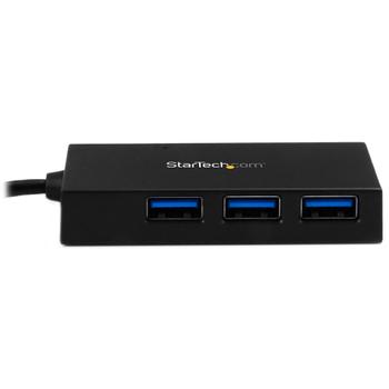 STARTECH 4-Port USB-C Hub - USB-C to 4x USB-A - USB 3.0 Hub - Includes Power Adapter (HB30C4AFS)