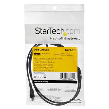 STARTECH 1M USB C CABLE BLACK HIGH QUALITY ARAMID FIBER CABL (RUSB2CC1MB)