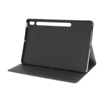 INSMAT - Vikbart fodral för surfplatta - borstat läder, polykarbonatunderlag - svart - för Samsung Galaxy Tab S7 FE (652-1261)