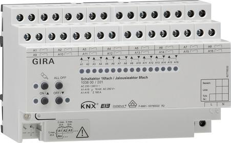 GIRA Schalt-/ Jal.aktor 16f/8f 16 A REG Std KNX Secure (103800)