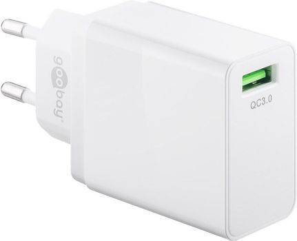GOOBAY USB Quick charger QC3.0 18W, white - charges up to four times faster than standard chargers (44955)