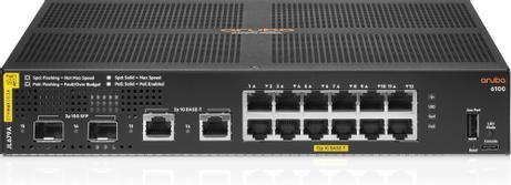 Hewlett Packard Enterprise HPE Aruba 6100 12G Class4 PoE 2G/2SFP+ 139W Switch - switch - 16 porter - Styrt - rackmonterbar (JL679A#ABB)