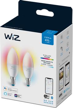 WiZ Kronjus E14 2-pack 2x5W plug-and-play,  Smart dimning WiFi/ Bluetooth,  WiZ-app, E14, 5W, RGB (929002448832)