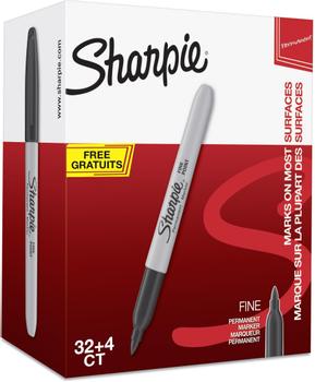 SHARPIE Permanent Marker Fine Tip 0.9mm Line Black (Pack 36) - 2025040 (2025040)
