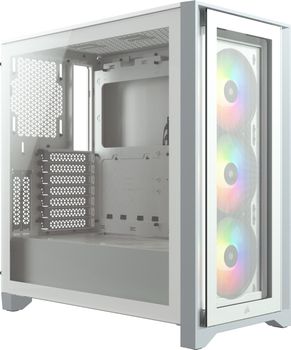 CORSAIR iCUE 4000X RGB Tempered Glass Mid-Tower White case (CC-9011205-WW)