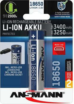 ANSMANN Li-Ion 18650 3400mAh 3,6V Micro-USB         1307-0003 (1307-0003)
