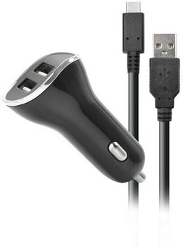 STEELPLAY Car Charger with 2 USB Ports 2.6A + 2m Charge Cable Switch (JVASWI00025)
