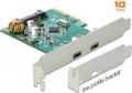 DELOCK PCI Express x4 Card to 2 x external SuperSpeed USB 10 Gbps (USB 3.1 Gen 2) USB Type-Câ„¢ female
