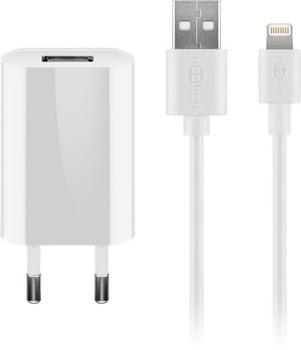 GOOBAY flach1A Lightning 44978 Caricatore USB Presa di corrente Corrente di uscita max. 1000 mA 1 x Presa A USB 2.0,, Indendørs,  Strøm, 5 V, 1 m, Hvid (44978)