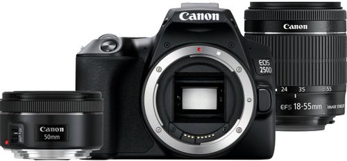 CANON EOS 250D -järjestelmäkamera,  musta + 18-55 IS STM + 50 mm 1.8 STM (3454C013)