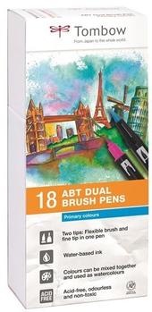 TOMBOW ABT Dual Brush Pen 2 Tips Primary Assorted Colours (Pack 18) - ABT-18P-1 (ABT-18C-1)