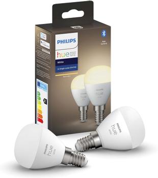 PHILIPS White 2-pack klotlampa P45 E14 E14, vit, styrd via bluetooth / Bridge, 2x5.7W (929002440604)