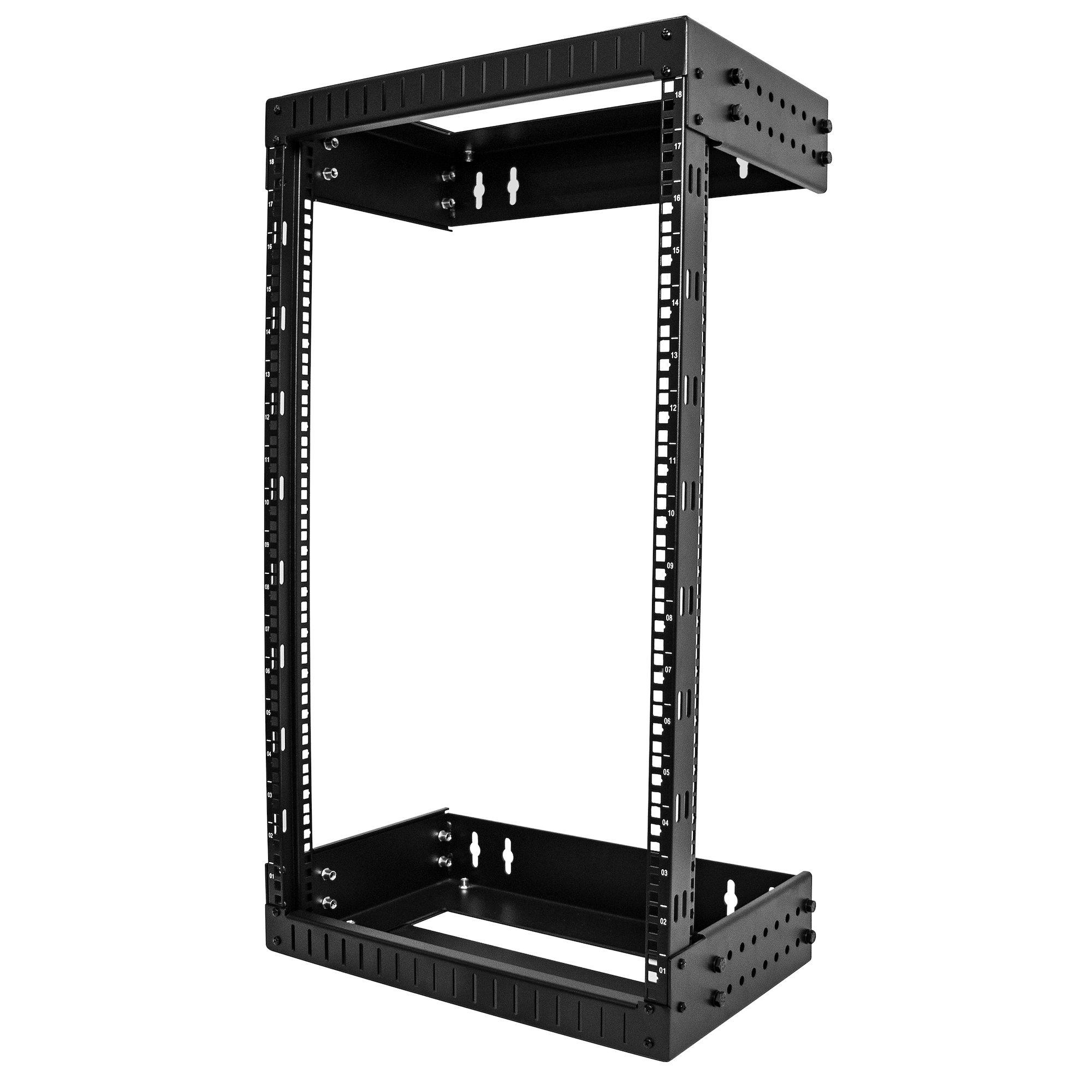 STARTECH OPEN FRAME WALL MOUNT EQUIPMENTRACK 18U ADJUSTABLE DEP RACK ...