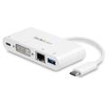 STARTECH USB-C Multiport Adapter for Laptops - Power Delivery - DVI - GbE - USB 3.0