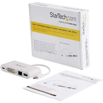 STARTECH USB-C Multiport Adapter for Laptops - Power Delivery - DVI - GbE - USB 3.0 (DKT30CDVPD)